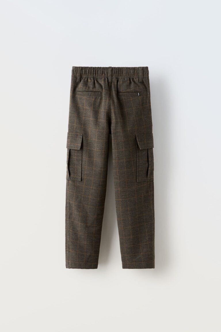 Erkek Çocuk Ekoseli Kargo Pantolon