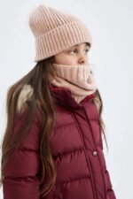 Kız Çocuk Kapüşonlu Suni Kürklü Mont - Görsel 7