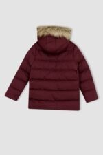 Kız Çocuk Kapüşonlu Suni Kürklü Mont - Görsel 2