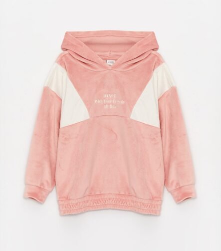 Kız Çocuk Kapüşonlu Kadife Sweatshirt