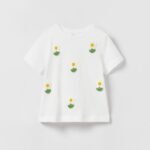 Kız Bebek Papatya Aplikeli T-Shirt