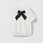 Kız Çocuk Fiyonk Detaylı T-Shirt