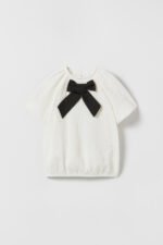 Kız Çocuk Fiyonk Detaylı T-Shirt