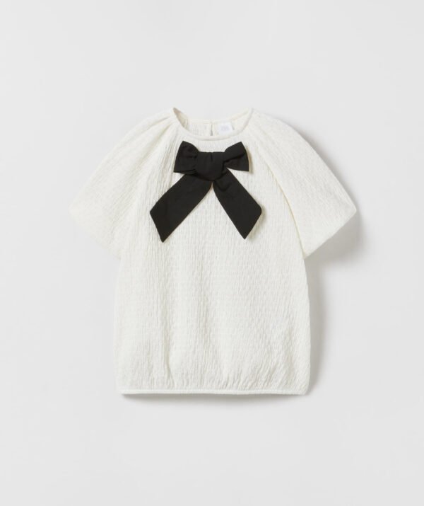 Kız Çocuk Fiyonk Detaylı T-Shirt