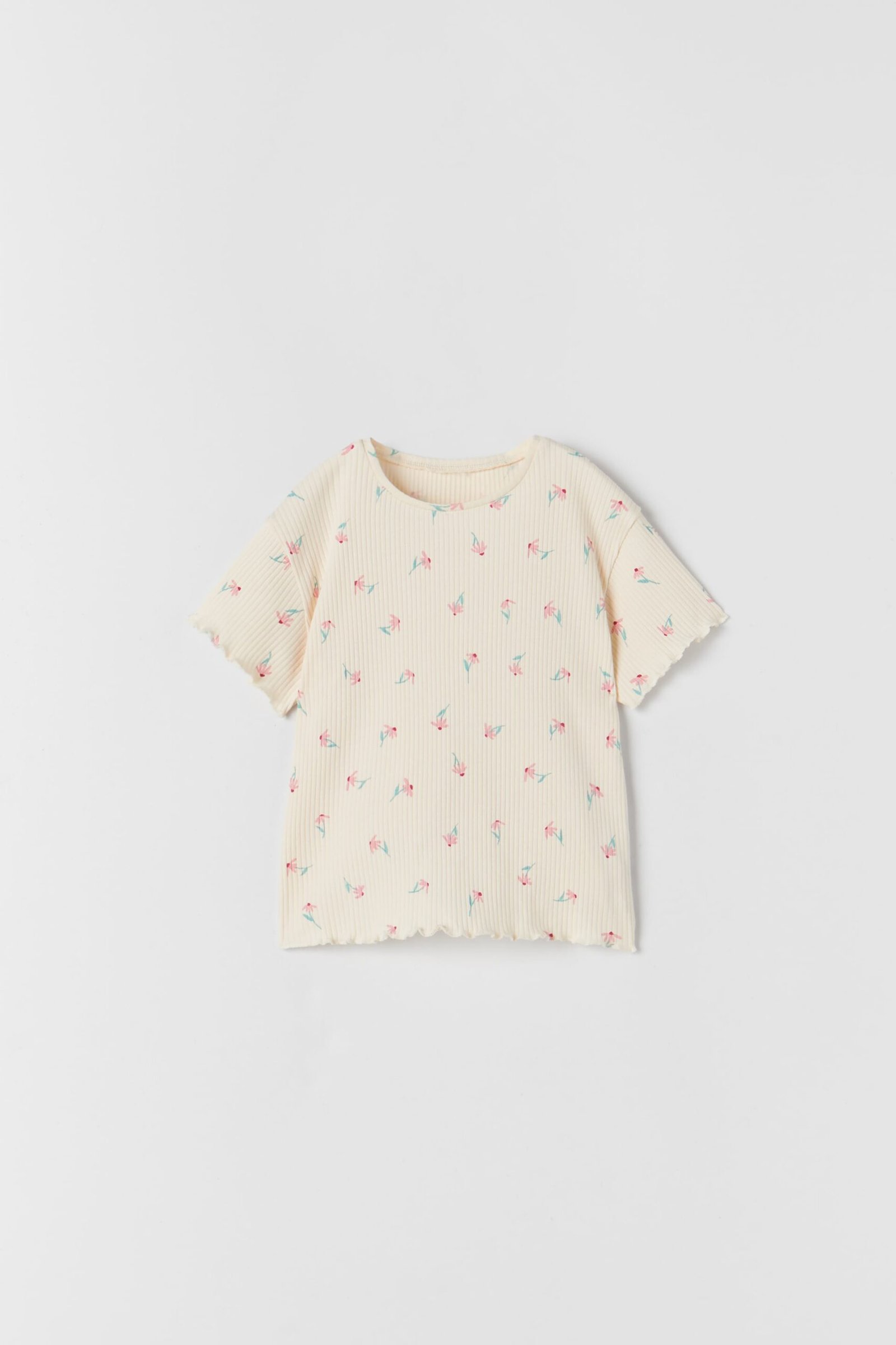 4269002209 Kız Bebek Çiçekli Fitilli T-Shirt - Görsel 1