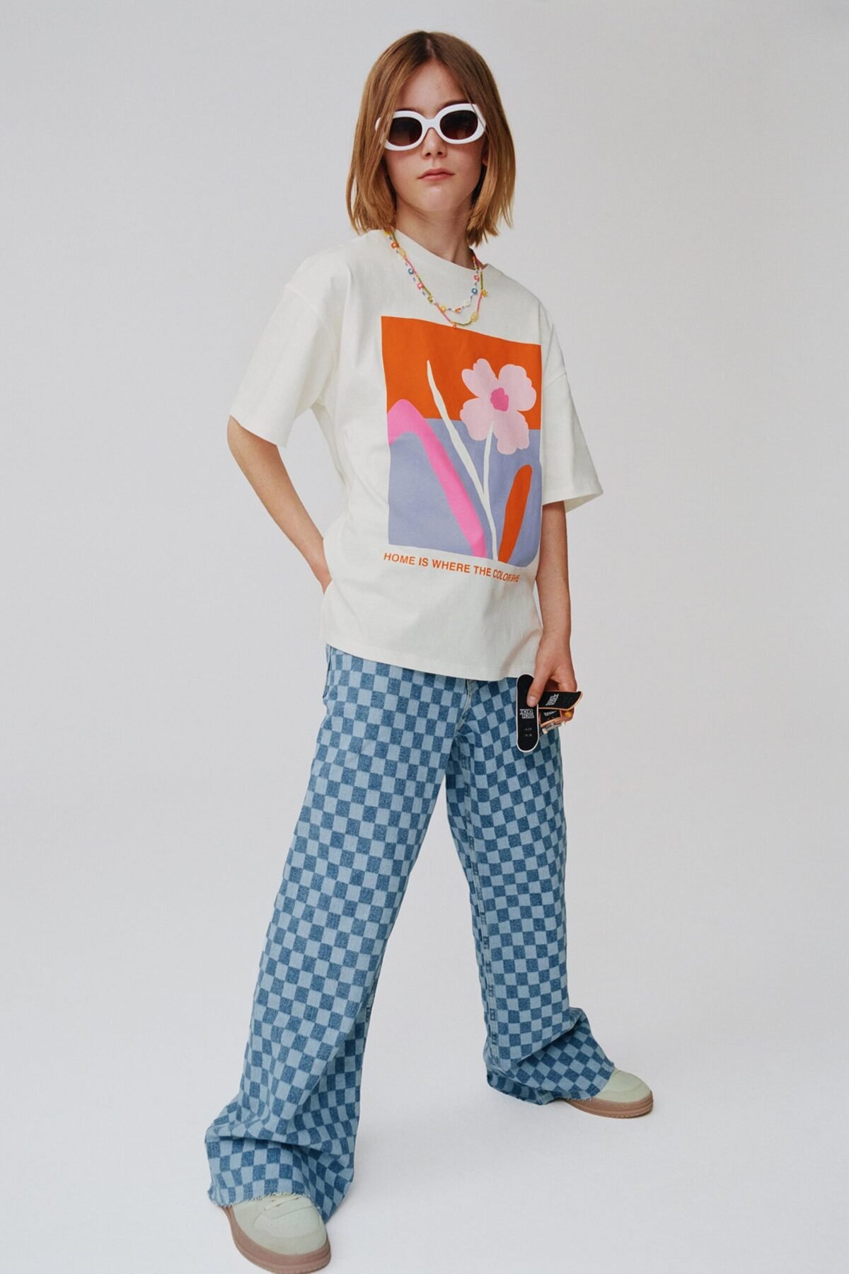 Kız Çocuk Baskılı Oversize T-Shirt - Görsel 4