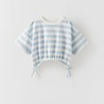 Kız Çocuk Çizgili Crop T-Shirt