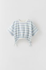 Kız Çocuk Çizgili Crop T-Shirt