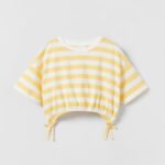 Kız Çocuk Çizgili Crop T-Shirt