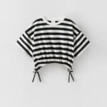 Kız Çocuk Çizgili Crop T-Shirt