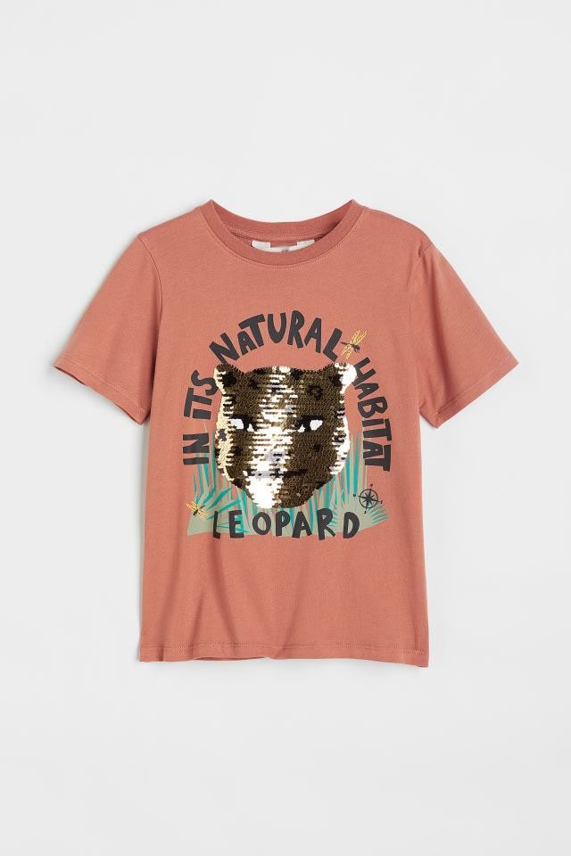 Erkek Çocuk Leopar Çift Yönlü Pullu T-Shirt