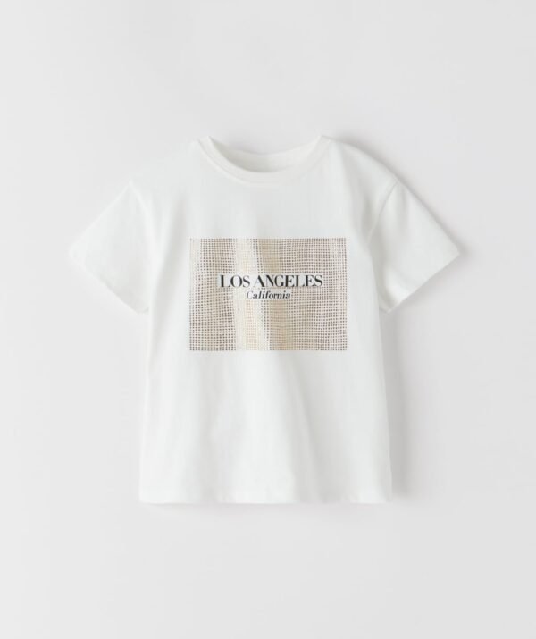 Kız Çocuk Taşlı Baskılı T-Shirt