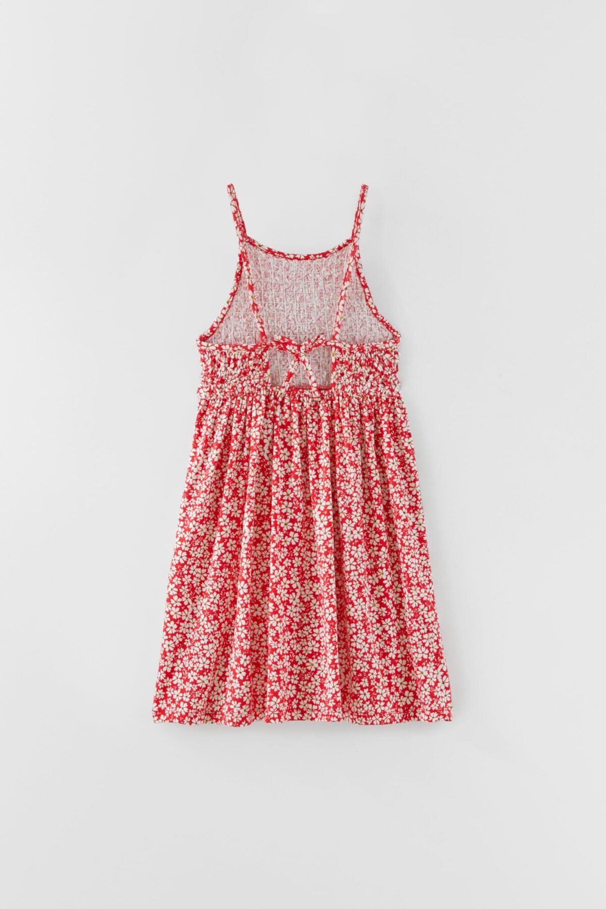 Kız Çocuk Çiçek Desenli Askılı Elbise - Görsel 3