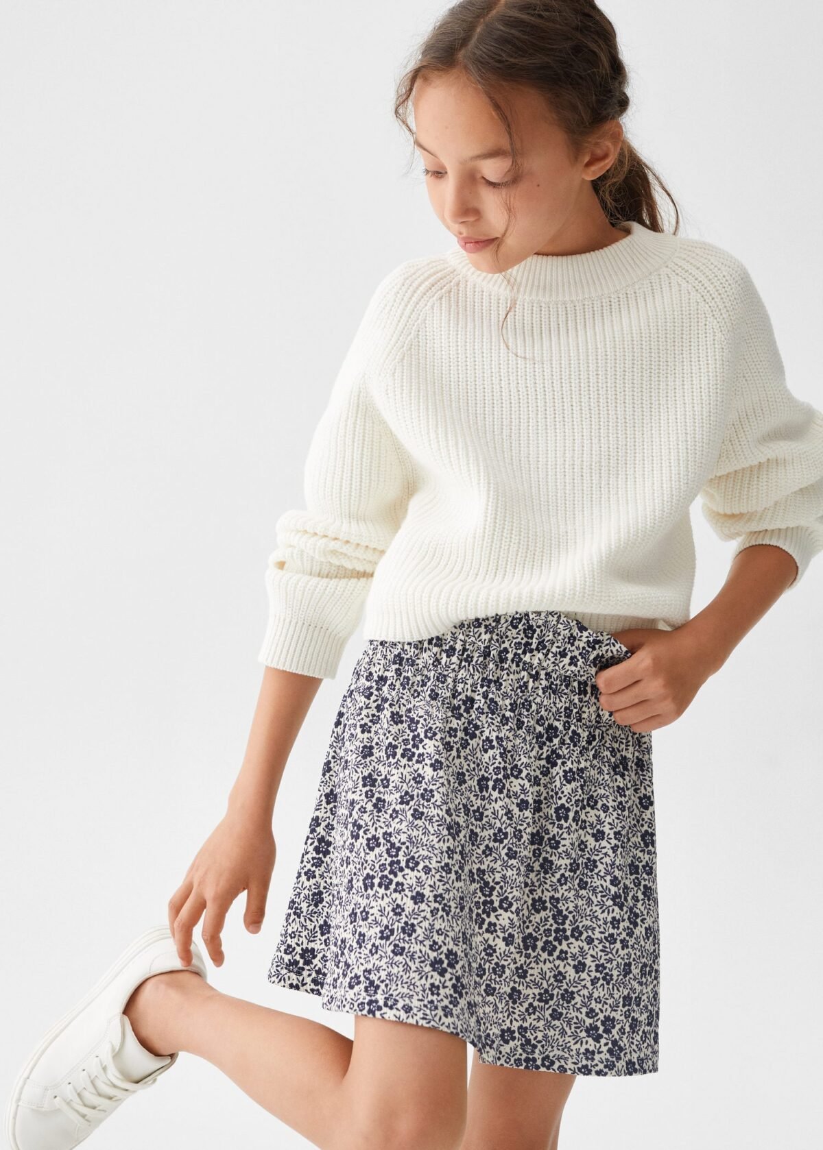 Kız Çocuk Çiçek Desenli Etek - Görsel 6