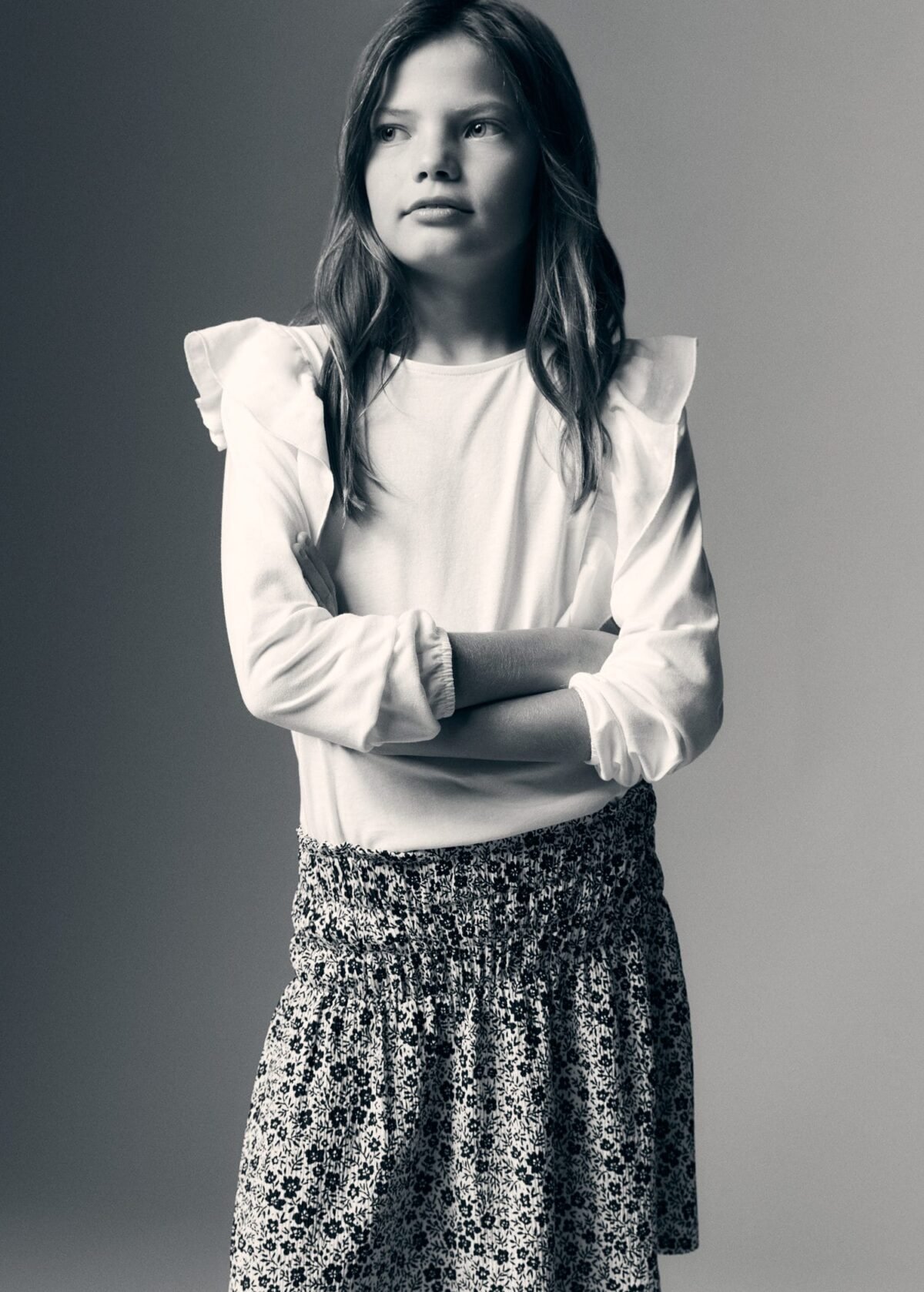 Kız Çocuk Çiçek Desenli Etek - Görsel 5