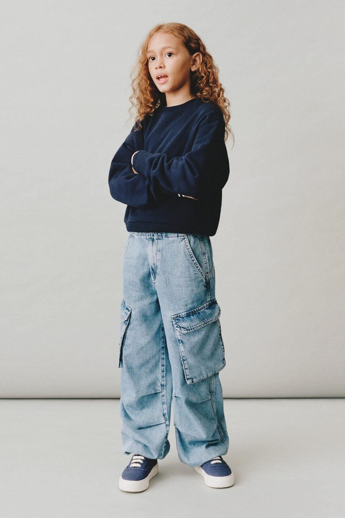 Kız Çocuk Denim Kargo Pantolon - Görsel 2