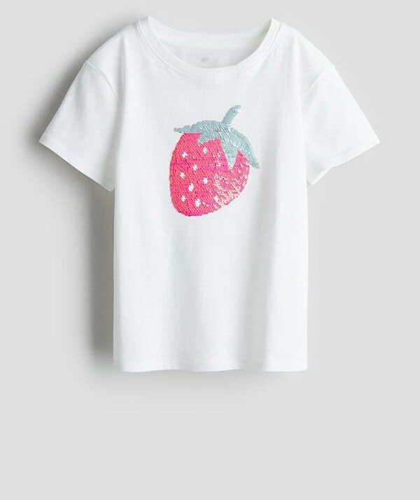 Kız Çocuk Çiçekli Pullu T-Shirt