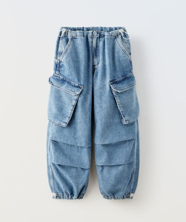 Kız Çocuk Denim Kargo Pantolon