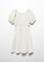 Kız Çocuk Çiçek Desenli Yırtmaçlı Elbise