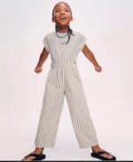 Kız Çocuk Çizgili Tulum - Görsel 2