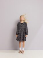 Kız Çocuk Çiçek Desenli Yakalı Elbise - Görsel 2