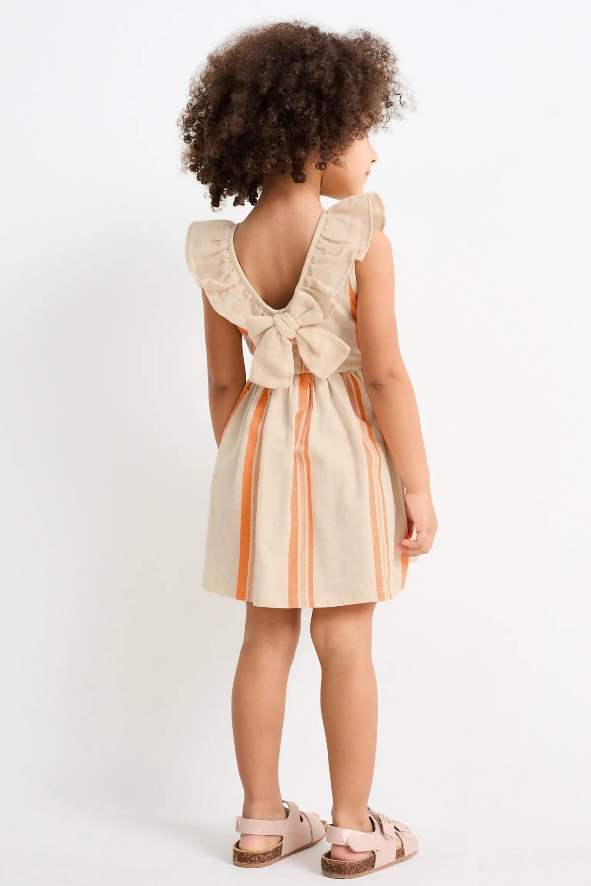Kız Çocuk Sırtı Fiyonk Detaylı Elbise - Görsel 3