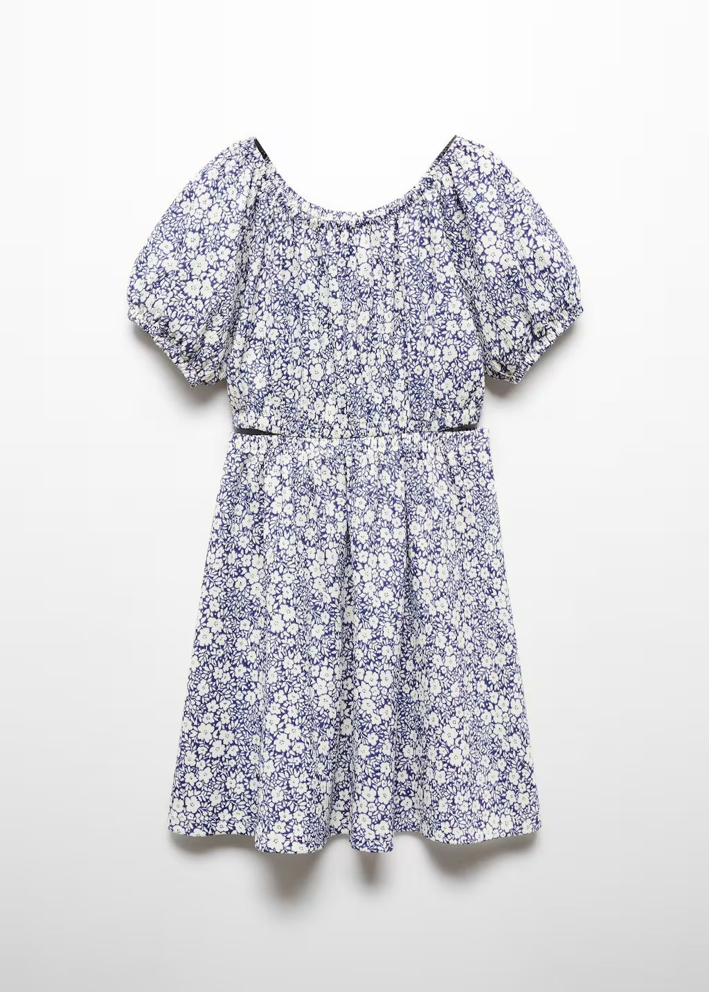 Kız Çocuk Çiçek Desenli Yırtmaçlı Elbise