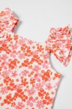 Kız Çocuk Çiçek Desenli Askılı T-Shirt - Görsel 2