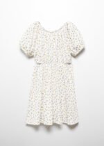 Kız Çocuk Çiçek Desenli Yırtmaçlı Elbise - Görsel 3