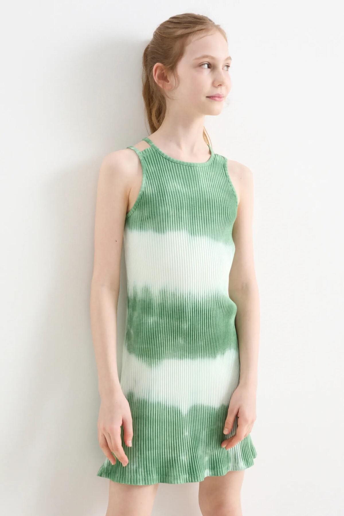 Kız Çocuk Batik Desenli Askılı Elbise - Görsel 2