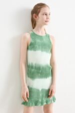 Kız Çocuk Batik Desenli Askılı Elbise - Görsel 2