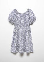 Kız Çocuk Çiçek Desenli Yırtmaçlı Elbise - Görsel 6