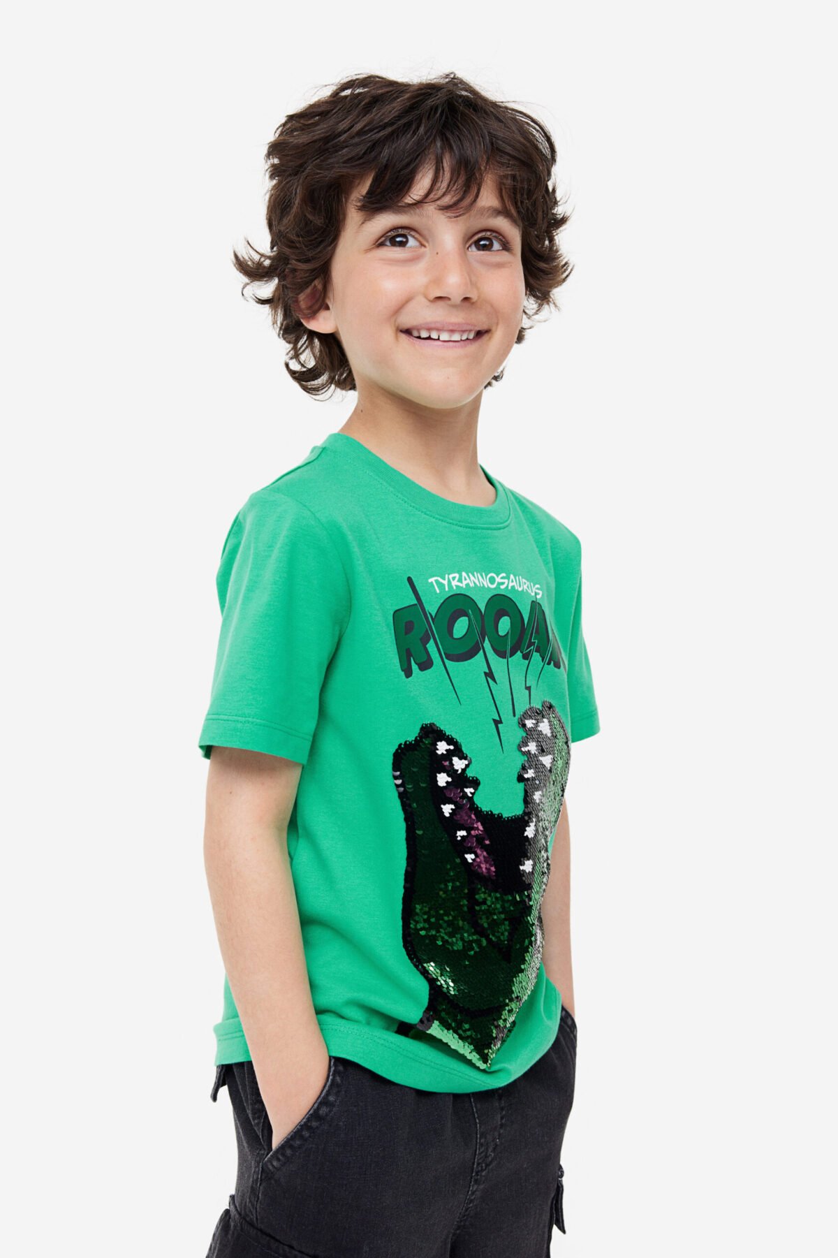 Erkek Çocuk Dinozor Desenli Pullu T-Shirt - Görsel 4