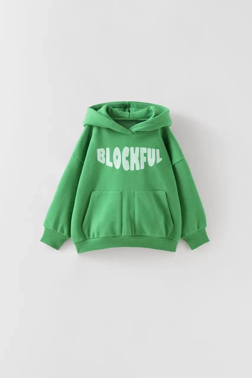 Unisex Bebek Baskılı Kapüşonlu Sweatshirt