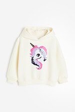 Kız Çocuk Kapüşonlu Pullu Sweatshirt