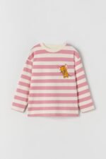 Kız Çocuk Çizgili Sırt Baskılı T-Shirt