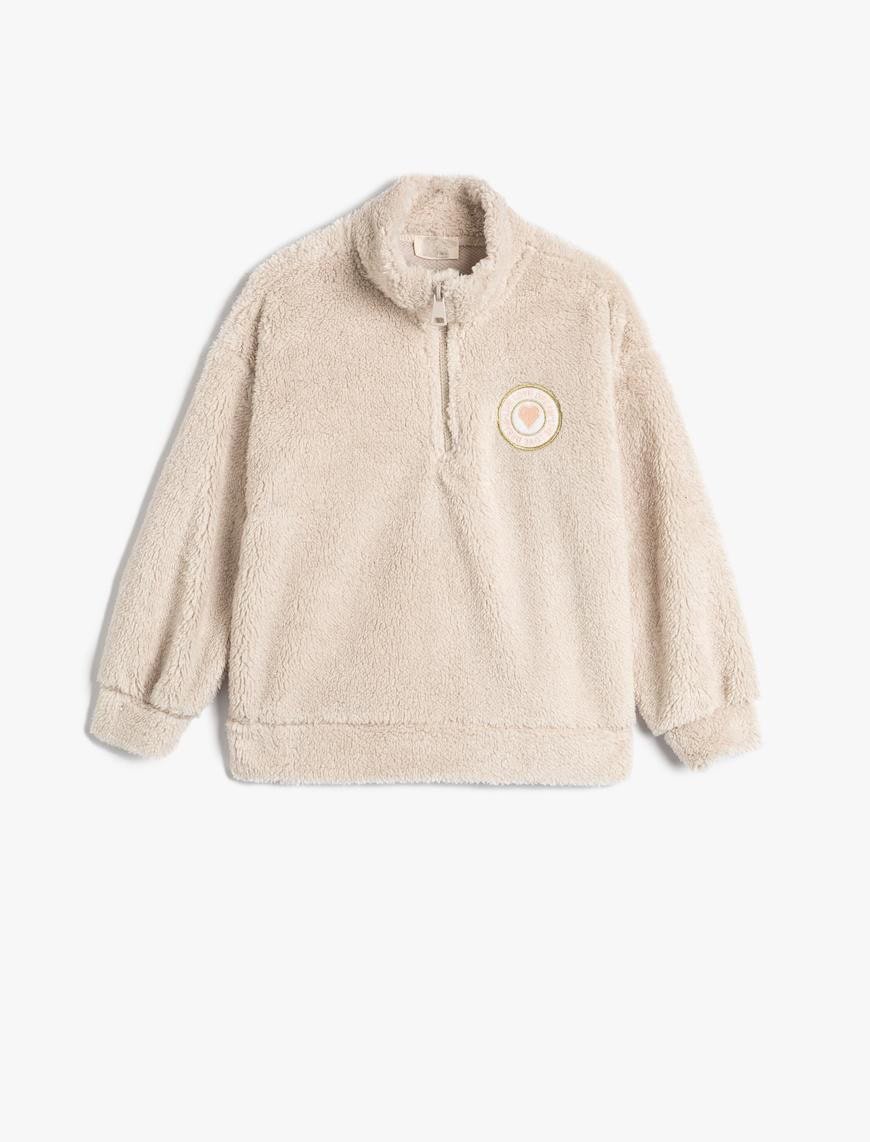 Kız Çocuk Yarım Fermuarlı Polar Sweatshirt