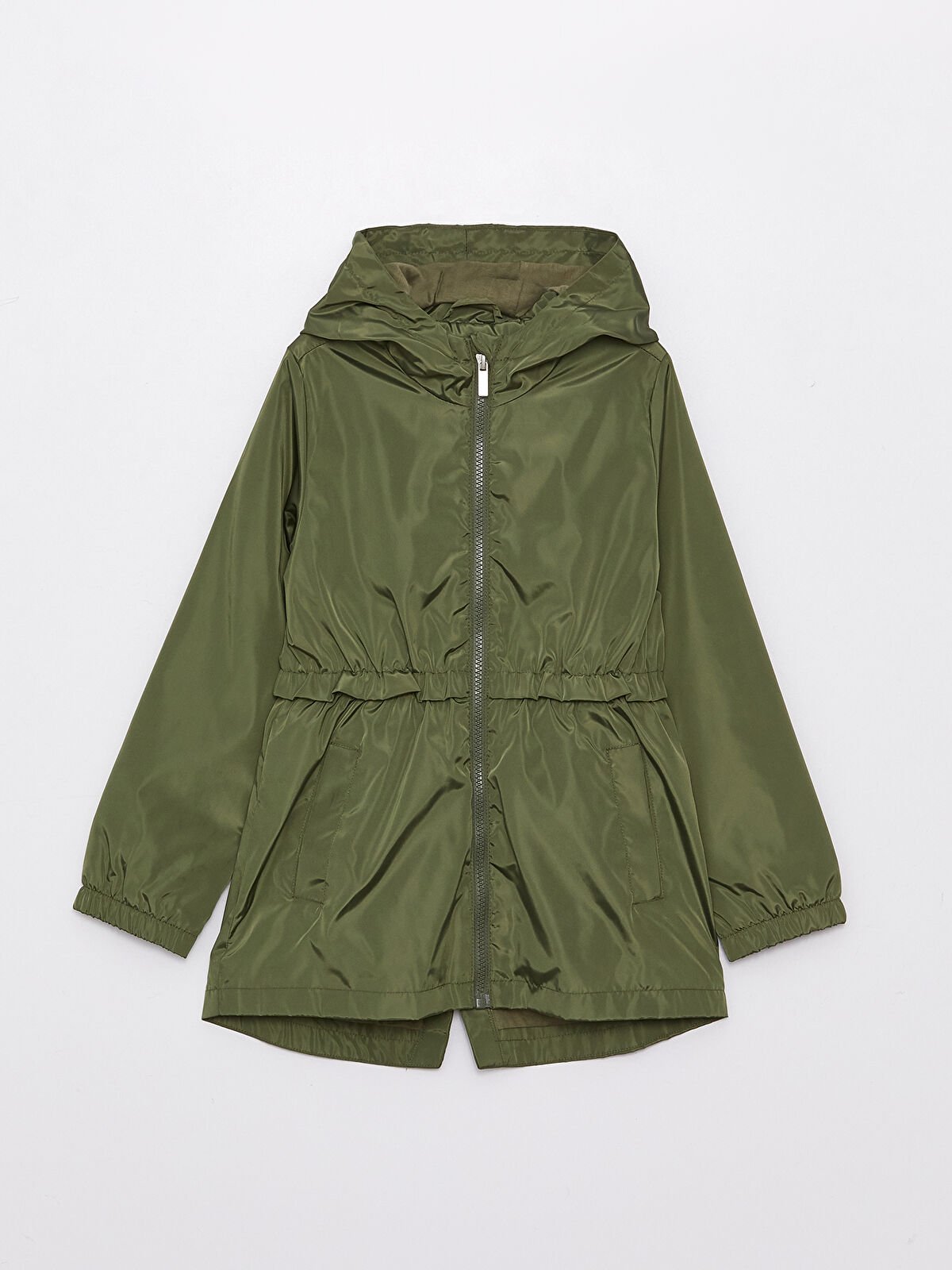 Kız Çocuk Kapüşonlu Fermuarlı Yağmurluk