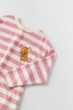 Kız Çocuk Çizgili Sırt Baskılı T-Shirt - Görsel 2