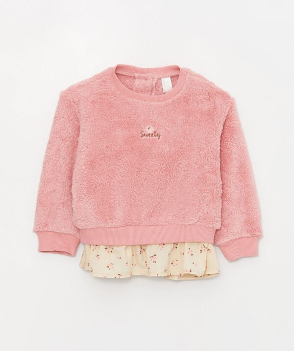 Kız Bebek Gömlek Detaylı Peluş Kazak