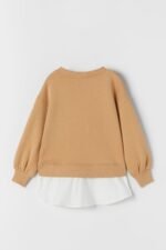 Kız Çocuk Gömlek Detaylı Sweatshirt - Görsel 4