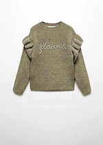 Kız Çocuk Sloganlı Nakışlı Kazak