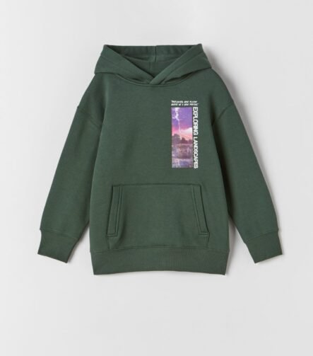 Erkek Çocuk Baskılı Kapüşonlu Sweatshirt