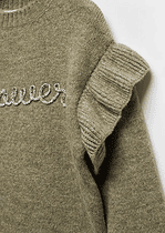 Kız Çocuk Sloganlı Nakışlı Kazak - Görsel 3