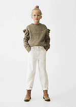 Kız Çocuk Sloganlı Nakışlı Kazak - Görsel 4