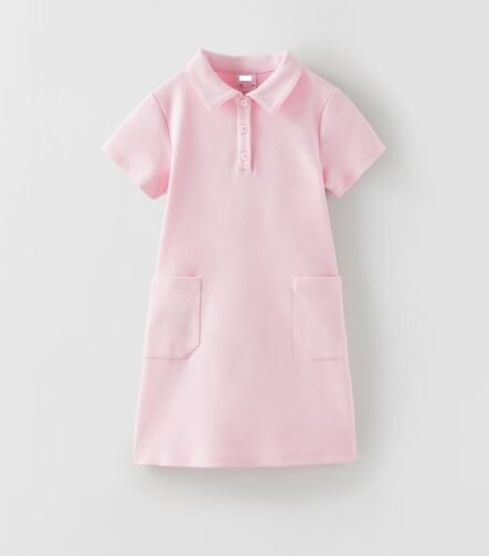 kız çocuk pembe yakalı elbise