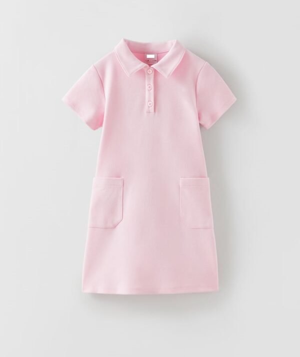 kız çocuk pembe yakalı elbise