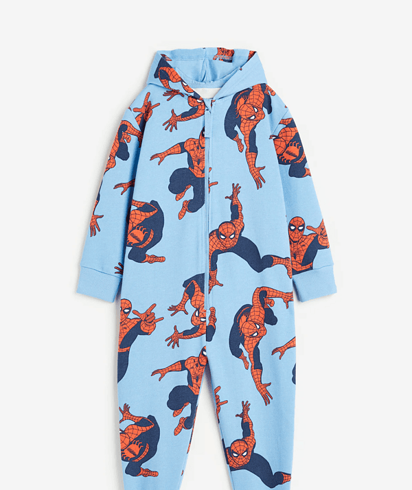 Erkek Çocuk Fermuarlı Kapüşonlu Baskılı Tulum