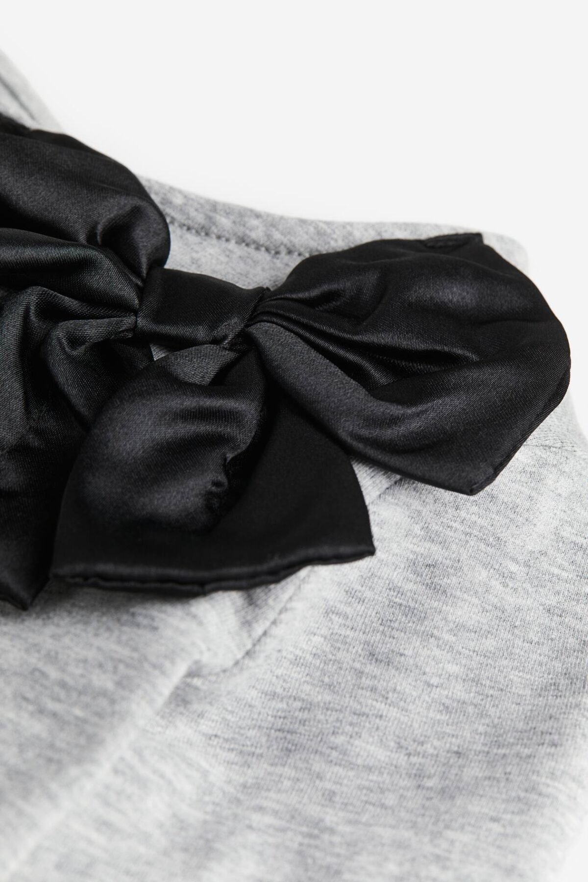 Kız Çocuk Fiyonklu Gri T-Shirt - Görsel 2