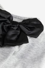 Kız Çocuk Fiyonklu Gri T-Shirt - Görsel 2